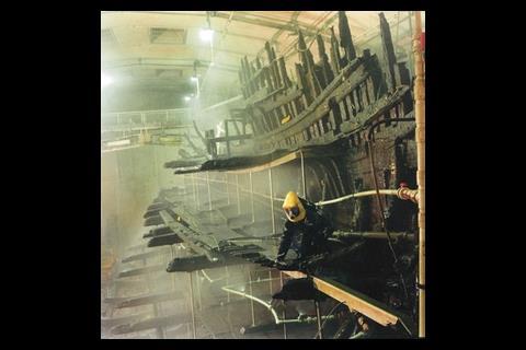 The remains of the Mary Rose must be sprayed constantly with preservative to prevent it from further deterioration. This process will continue up until 2012, when the hull will be dried - a process that is expected to take another four to five years. 